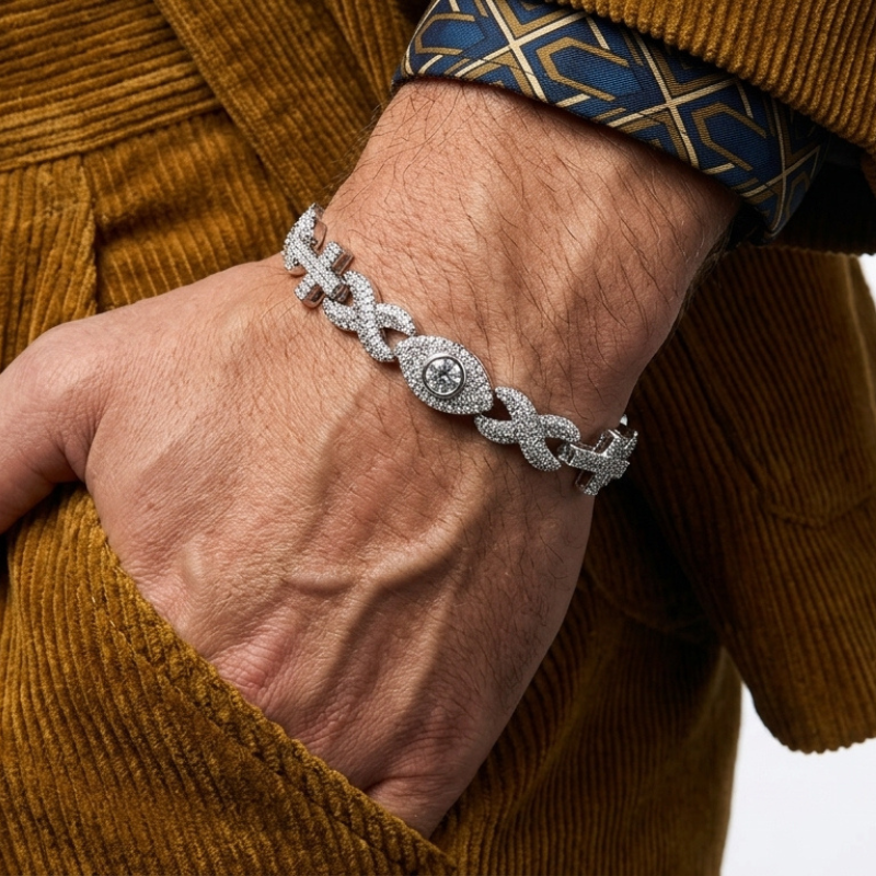 Bracelet Homme Iced Out Infini Zircon Diamant