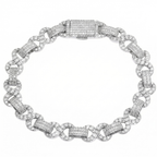 Bracelet Iced Out Infinity Plaqué Or Blanc – Maillons Infini Sertis Cristaux Homme